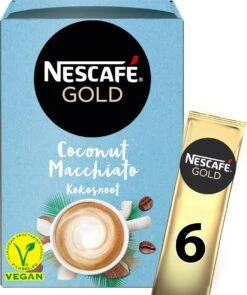 Nescafé Gold Coconut Macchiato Oploskoffie - 6 Doosjes à 6 Zakjes -Koffiebenodigdheden Winkel 1005x1200