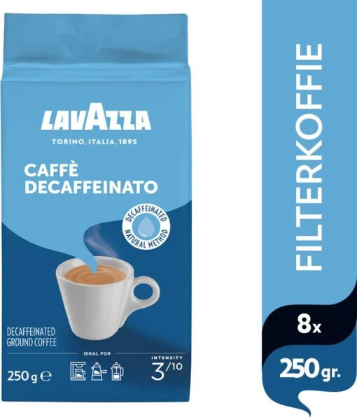 Lavazza Caffe Decaffeinato Filterkoffie - 250 Gram X8 -Koffiebenodigdheden Winkel