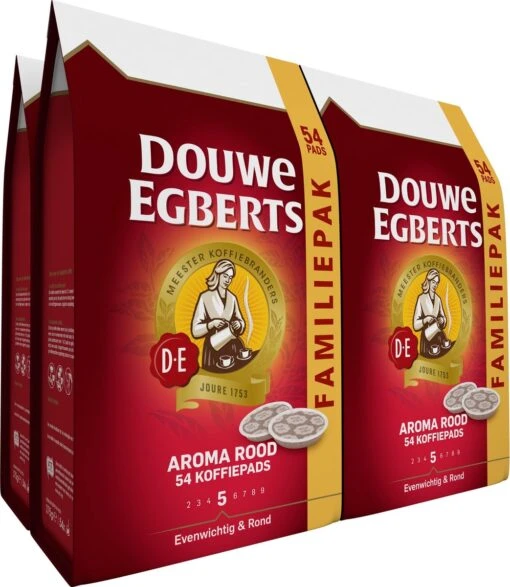 Douwe Egberts Aroma Rood Koffiepads - 4 X 54 Pads -Koffiebenodigdheden Winkel