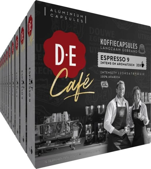 Douwe Egberts D.E Café Espresso Koffiecups - Intensiteit 9/12 - 10 X 20 Capsules -Koffiebenodigdheden Winkel