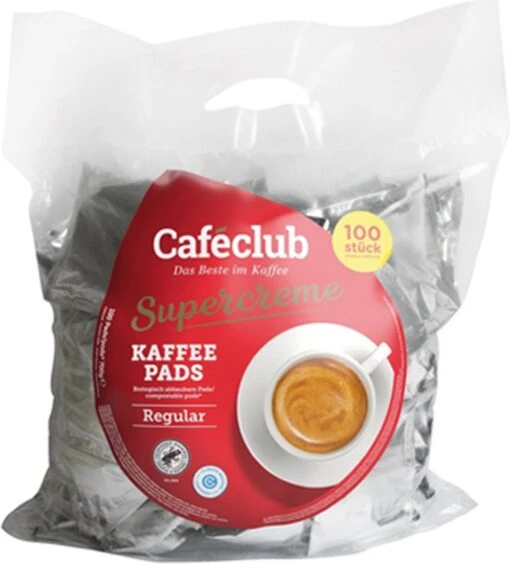 Caféclub - Supercreme Koffiepads Regular - 100 Pads -Koffiebenodigdheden Winkel