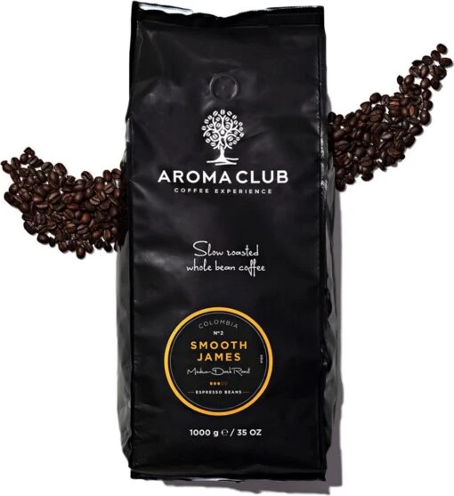 Aroma Club - Koffiebonen 1KG - No. 2 Smooth James - Koffie Intensiteit 3/5 - Espresso & Lungo -Koffiebenodigdheden Winkel