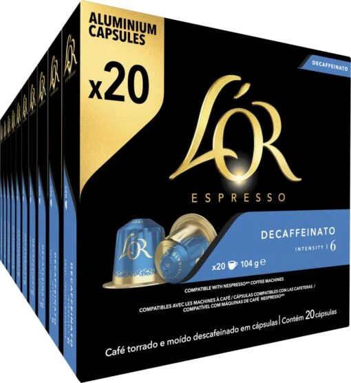 L'OR Espresso Decaffeinato (6) - 10 X 20 Koffiecups -Koffiebenodigdheden Winkel