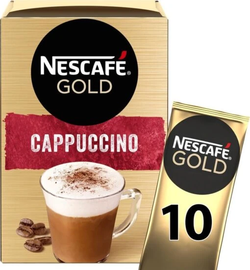 Nescafé Gold Cappuccino Oploskoffie - Ongezoet - 6 Doosjes à 10 Zakjes -Koffiebenodigdheden Winkel