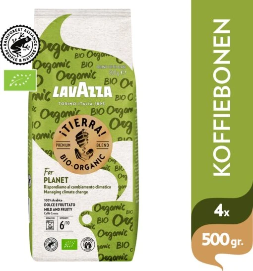 Lavazza Tierra For Planet Biologische Koffiebonen - 500 Gram X4 -Koffiebenodigdheden Winkel