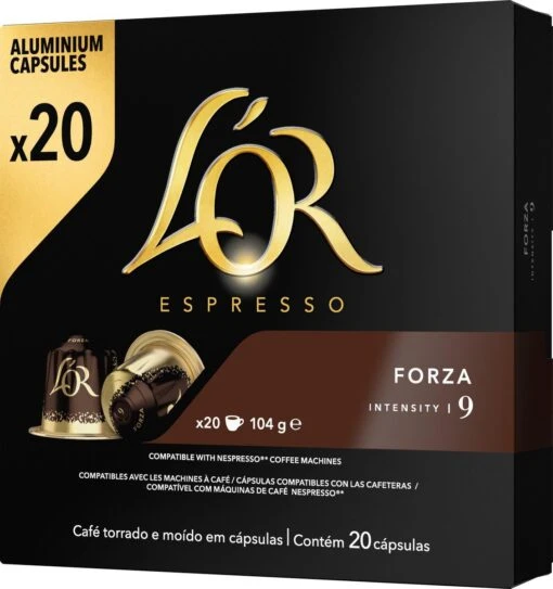 L'OR Espresso Forza Koffiecups - Intensiteit 9/12 - 10 X 20 Capsules -Koffiebenodigdheden Winkel 1128x1200 1