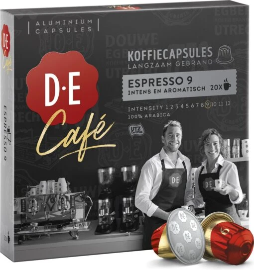 Douwe Egberts D.E Café Espresso Koffiecups - Intensiteit 9/12 - 10 X 20 Capsules -Koffiebenodigdheden Winkel 1128x1200 2