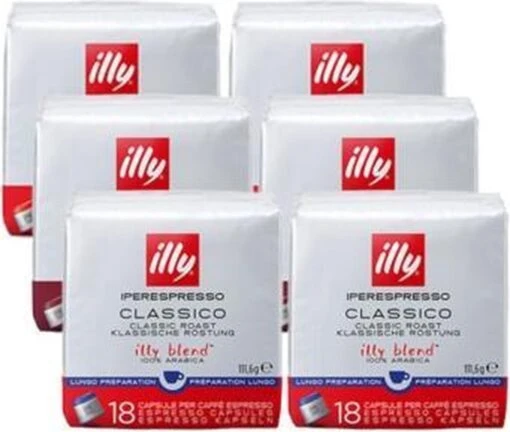 Illy - Iperespresso Koffie Home Classico Lungo 6 X 18 Capsules -Koffiebenodigdheden Winkel