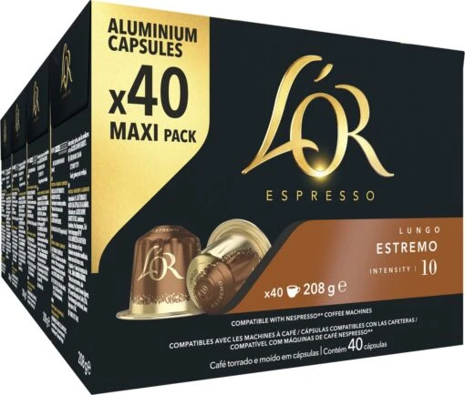 L'OR Lungo Estremo Koffiecups - Intensiteit 10/12 - 4 X 40 Capsules -Koffiebenodigdheden Winkel 1200x1020 1