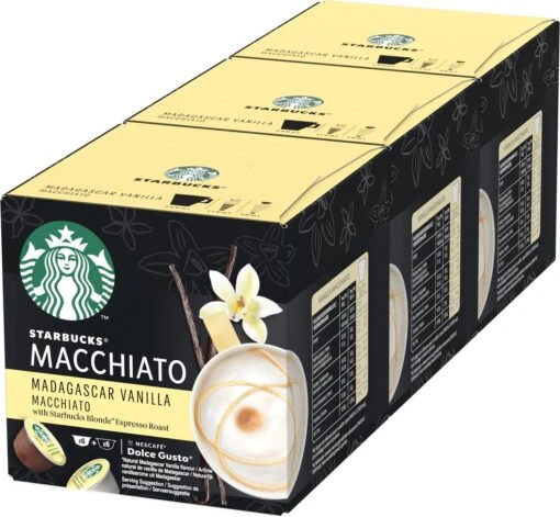 Starbucks By Dolce Gusto Capsules Madagascar Vanilla Macchiato- 3 Doosjes à 12 Koffiecups -Koffiebenodigdheden Winkel 1200x1108 2