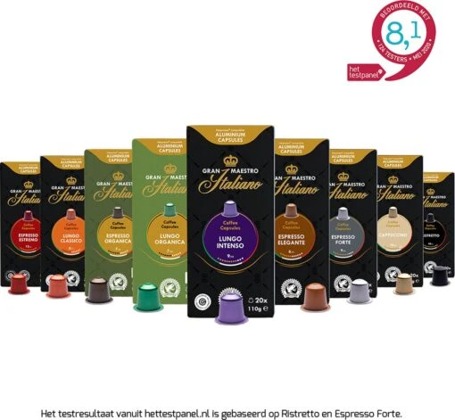 Gran Maestro Italiano - Koffiecups - Nespresso Compatibel Proefpakket - Espresso, Lungo En Meer - 10 X 20 Cups -Koffiebenodigdheden Winkel