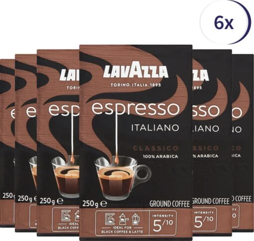 Lavazza Espresso Italiano Classico Gemalen / Filterkoffie - 250 Gram X6 -Koffiebenodigdheden Winkel