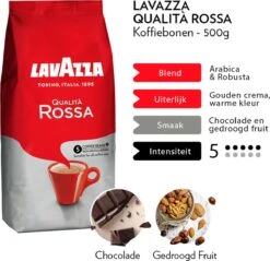 Lavazza Qualita Rossa Koffiebonen - 500g -Koffiebenodigdheden Winkel 1200x1162