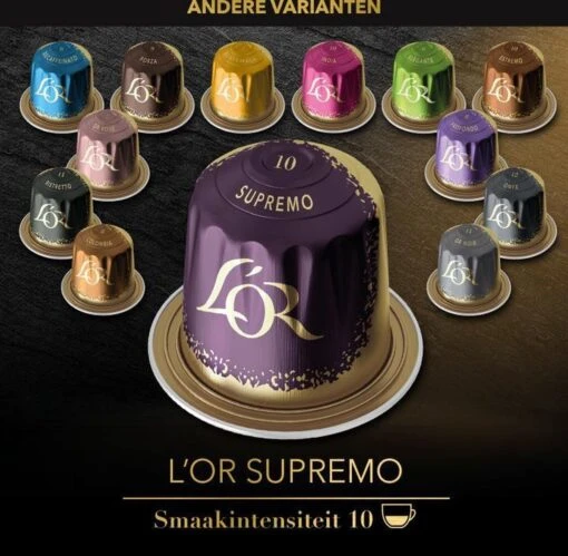 L'OR Espresso Supremo Koffiecups - Intensiteit 10/12 - 10 X 10 Capsules -Koffiebenodigdheden Winkel 1200x1173 10