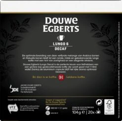 Douwe Egberts Lungo Decaf (6) - 10 X 20 Koffiecups -Koffiebenodigdheden Winkel 1200x1186 1