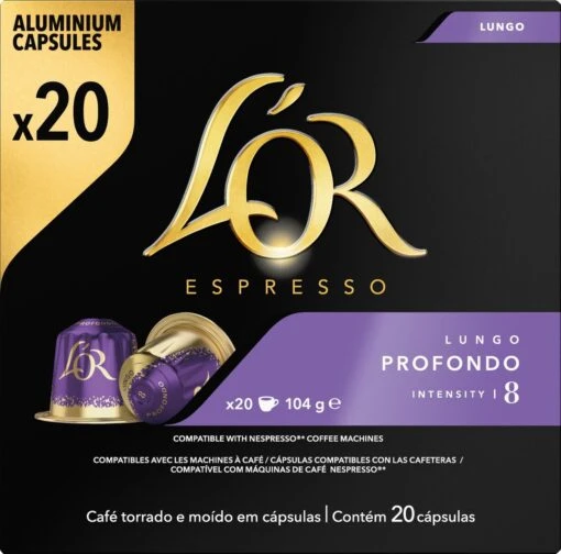 L'OR Lungo Profondo Koffiecups - Intensiteit 8/12 - 10 X 20 Capsules -Koffiebenodigdheden Winkel 1200x1187 2