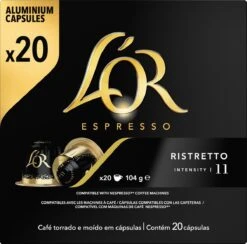 L'OR Espresso Ristretto Koffiecups - Intensiteit 11/12 - 10 X 20 Capsules -Koffiebenodigdheden Winkel 1200x1187