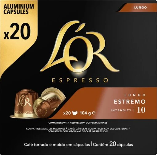 L'OR Lungo Estremo (10) - 10 X 20 Koffiecups -Koffiebenodigdheden Winkel 1200x1187 6