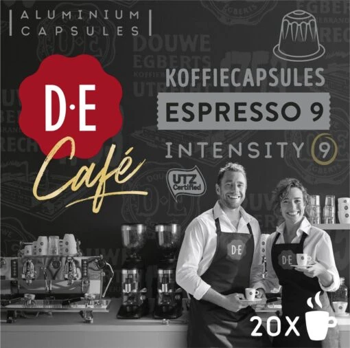 Douwe Egberts D.E Café Espresso Koffiecups - Intensiteit 9/12 - 10 X 20 Capsules -Koffiebenodigdheden Winkel 1200x1190 2