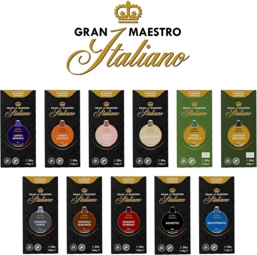 Gran Maestro Italiano - Lungo Intenso - Koffiecups - Nespresso Compatibel Capsules - Krachtige Smaak - 6 X 20 Cups -Koffiebenodigdheden Winkel 1200x1191 2