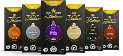 Gran Maestro Italiano – Koffiecups - Nespresso Compatibel Proefpakket – Oriëntatiepakket – Lungo, Espresso En Meer – 120 Cups -Koffiebenodigdheden Winkel 1200x547 1