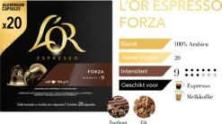 L'OR Espresso Forza Koffiecups - Intensiteit 9/12 - 10 X 20 Capsules -Koffiebenodigdheden Winkel 1200x669