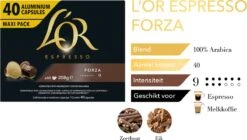 L'OR Espresso Forza Koffiecups - Intensiteit 9/12 - 4 X 40 Capsules -Koffiebenodigdheden Winkel 1200x678