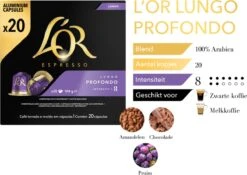 L'OR Lungo Profondo Koffiecups - Intensiteit 8/12 - 10 X 20 Capsules -Koffiebenodigdheden Winkel 1200x852