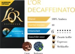 L'OR Espresso Decaffeinato Koffiecups - Intensiteit 6/12 - 10 X 10 Capsules -Koffiebenodigdheden Winkel 1200x868