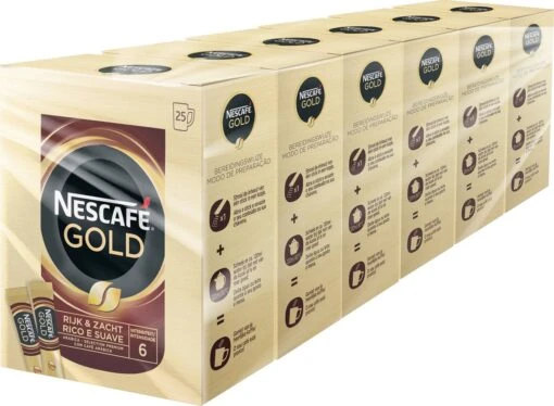 Nescafé Gold Oploskoffie - 6 Doosjes à 25 Zakjes -Koffiebenodigdheden Winkel