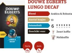 Douwe Egberts Lungo Decaf Koffiecups - Intensiteit 6/12 - 10 X 10 Capsules -Koffiebenodigdheden Winkel 1200x895