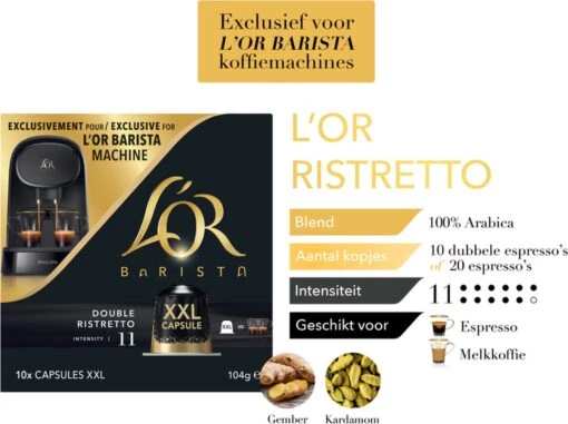 L'OR BARISTA XXL Ristretto (11) - 5 X 10 Koffiecups -Koffiebenodigdheden Winkel