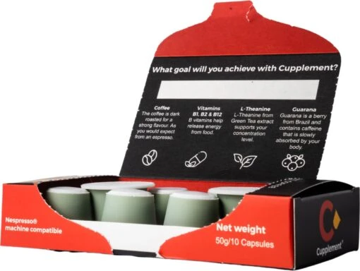 Cupplement Energy/Focus Blend Dark Roast Espresso - 10 Nespresso Koffiecups - Koffie Met Vitamines, Extra Cafeïne En Superfoods - Duurzame Biologische Afbreekbare Koffie Capsules -Koffiebenodigdheden Winkel