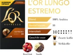 L'OR Lungo Estremo Koffiecups - Intensiteit 10/12 - 10 X 10 Capsules -Koffiebenodigdheden Winkel 1200x907