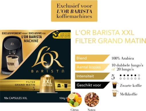 L'OR BARISTA XXL Filter Grand Matin (5) - 5 X 10 Koffiecups -Koffiebenodigdheden Winkel