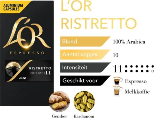 L'OR Espresso Ristretto (11) - 10 X 10 Koffiecups -Koffiebenodigdheden Winkel