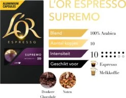 L'OR Espresso Supremo Koffiecups - Intensiteit 10/12 - 10 X 10 Capsules -Koffiebenodigdheden Winkel 1200x933