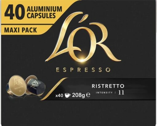 L'OR Espresso Ristretto Koffiecups - Intensiteit 11/12 - 4 X 40 Capsules -Koffiebenodigdheden Winkel 1200x965 1