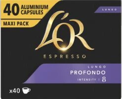 L'OR Lungo Profondo Koffiecups - Intensiteit 8/12 - 4 X 40 Capsules -Koffiebenodigdheden Winkel 1200x966