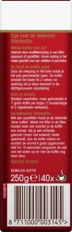 Douwe Egberts Aroma Rood Filterkoffie - 24 X 250 Gram -Koffiebenodigdheden Winkel 373x1200