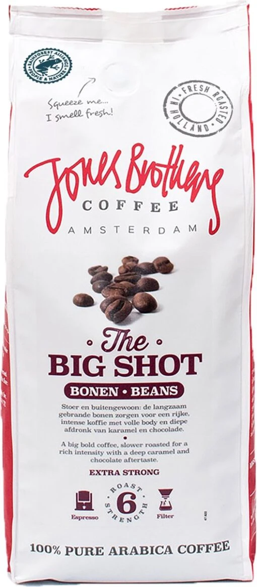 Jones Brothers Coffee The Big Shot Koffiebonen - 6 X 500 Gram -Koffiebenodigdheden Winkel 527x1200 1