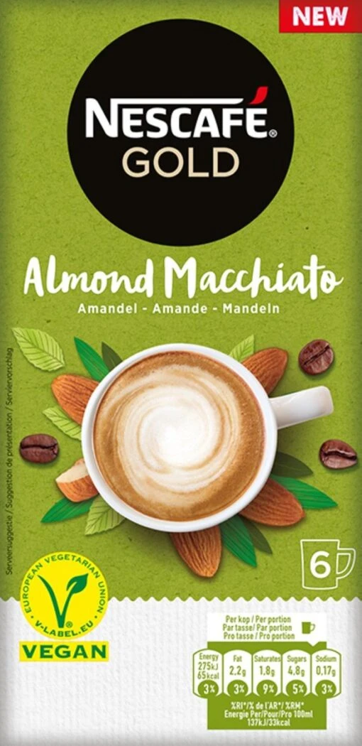 Nescafé Gold Almond Macchiato Oploskoffie - 6 Doosjes à 6 Zakjes -Koffiebenodigdheden Winkel 583x1200 2