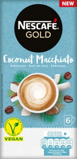 Nescafé Gold Coconut Macchiato Oploskoffie - 6 Doosjes à 6 Zakjes -Koffiebenodigdheden Winkel 583x1200