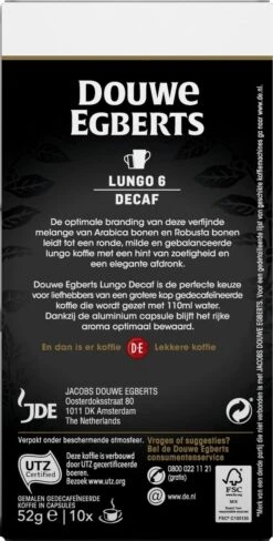 Douwe Egberts Lungo Decaf Koffiecups - Intensiteit 6/12 - 10 X 10 Capsules -Koffiebenodigdheden Winkel 607x1200 2