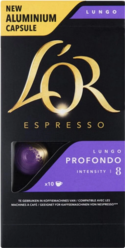 L'OR Lungo Profondo Koffiecups - Intensiteit 8/12 - 10 X 10 Capsules -Koffiebenodigdheden Winkel 608x1200 1