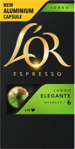 L'OR Lungo Elegante Koffiecups - Intensiteit 6/12 - 10 X 10 Capsules -Koffiebenodigdheden Winkel 609x1200