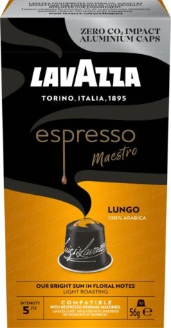 Lavazza Espresso Lungo - Aluminium Nespresso Capsules - 10 Stuks -Koffiebenodigdheden Winkel 627x1200