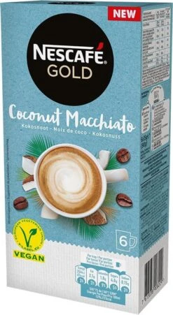 Nescafé Gold Coconut Macchiato Oploskoffie - 6 Doosjes à 6 Zakjes -Koffiebenodigdheden Winkel 657x1200