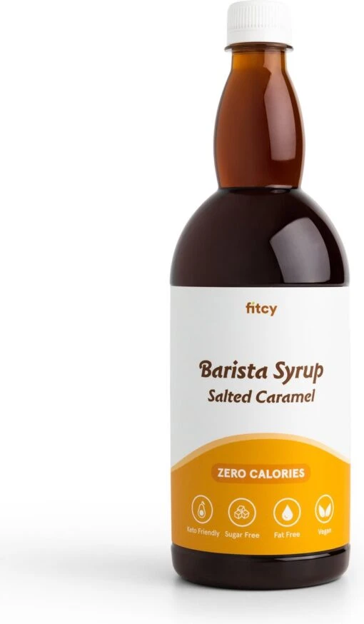 Fitcy | Koffiesiroop | Salted Caramel | Barista Syrup | Zero | Vegan | Vetvrij | Suikervrij | Keto-vriendelijk | Koffie | Siroop | 1L -Koffiebenodigdheden Winkel