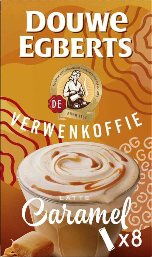 Douwe Egberts Verwenkoffie Latte Caramel Oploskoffie - 5 X 8 Zakjes -Koffiebenodigdheden Winkel 713x1200 5